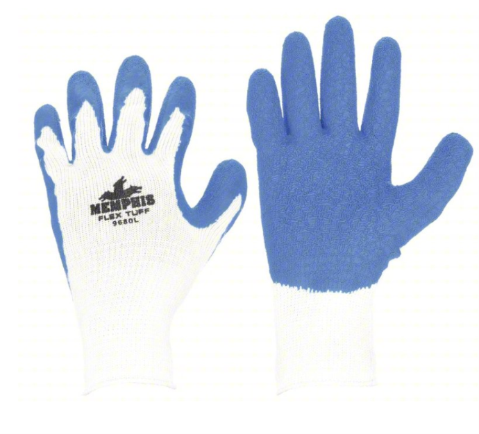 MCR Safety Poly/Cotton String Knit Work Gloves with Textured Latex Palm Dip
