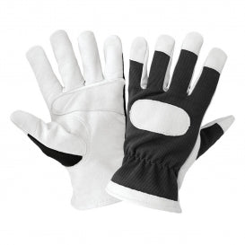 Split Goatskin Double Palm Work Gloves with Breathable Spandex Back (Size Large)