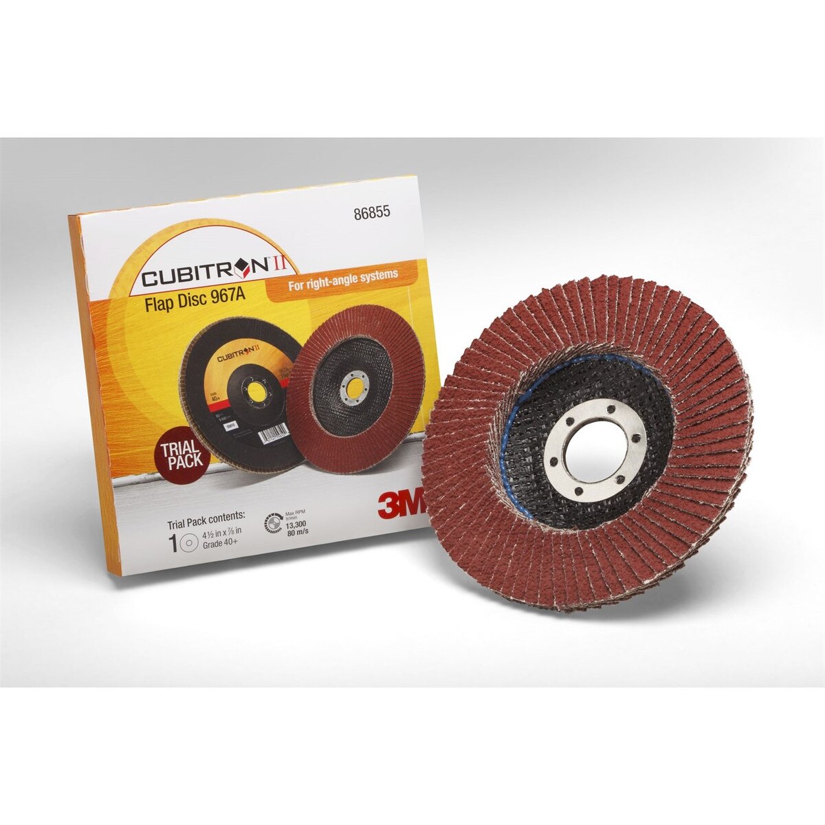 3M Cubitron Flap Disc 967A, Type 27, 4-1/2" x 7/8", 40+ Grit