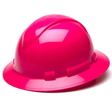 Pyramex Ridgeline 4-Point Full Brim Hard Hat, Hi-Vis Pink
