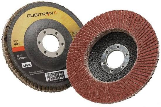 CubitronTM II, Diameter: 4 1/2 Inch; Arbor Hole: 7/8 Inch; Type: Right Angle; Style: Flap; Grit Size: 60;