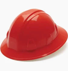 Pyramex 4-Point Full Brim Ratchet Hard Hat, Red